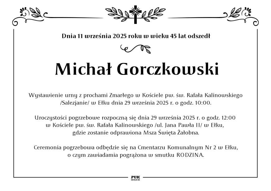 Michał Gorczkowski - nekrolog